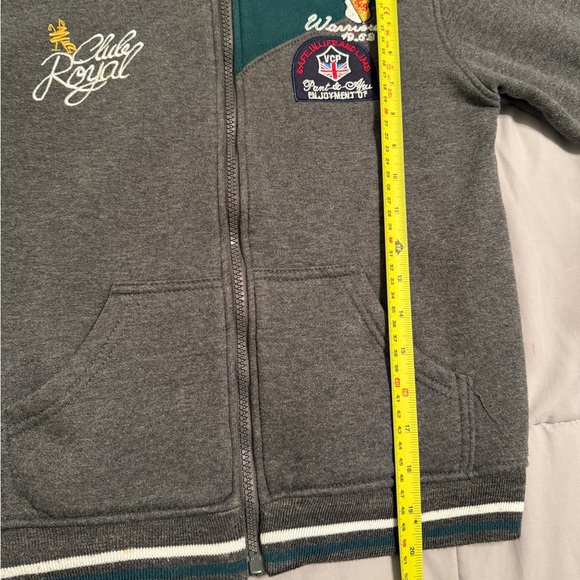 Jacket Casual Wear Boys Kids Cozy Fleece Gray Green Embroidered Size 11/12 - Picture 9 of 11